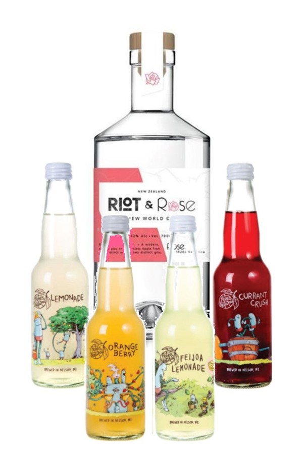 Riot & Rose “1920 Rose” Gin 700ml & Pete’s Natural Mixed 4-Pack